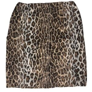 Leopard Faux Fur Pencil Skirt - Size 14 -  Vintage